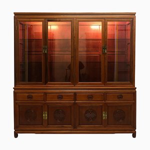 Chinese Hardwood Sideboard with Glass Shelves