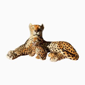 Italienischer Mid-Century Modern Hollywood Regency Leopard aus Porzellan & Keramik von Giovanni Ronzan, 1960er