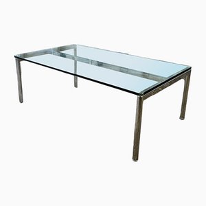 Mid Century Modern Jason Coffee Table with Glass Top & Stainless Steel Frame from Walter Knoll