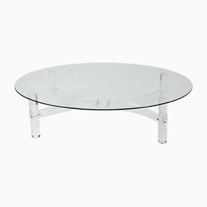 Large Coffee Table in Glass and Acrylic Glass, 1980s