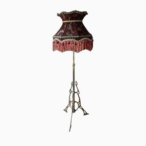 Vintage Secessionist Adjustable Floor Lamp in Brass