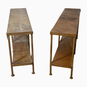 Iron & Steel Greenhouse Tables, Set of 2