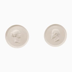 French White Plaster Reliefs, France, 19th-Century, Set of 2