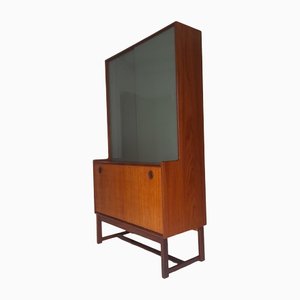 Teak Cabinet With Sage Green Glass