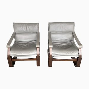 Leather Lounge Chairs by Ake Fribytter for Nelo Möbel, 1970s, Set of 2