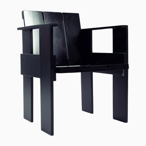 Niederländischer Moderner Hoher Holzkisten Stuhl von Gerrit Rietveld, 1934