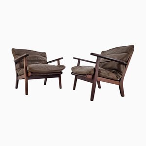 Mid-Century Danish Lounge Chairs in Leather, 1970s, Set of 2