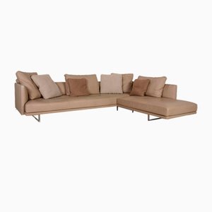 Divano Prime Time in pelle beige di Walter Knoll / Wilhelm Knoll