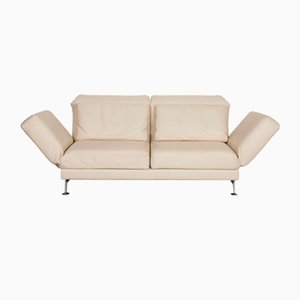 Cream Leather Moule Two-Seater Couch With Relax Function from Brühl