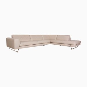 Light Gray Leather Corner Sofa from Roche Bobois