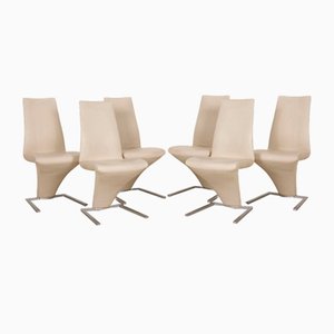 Chaises Modèle 7800 en Cuir Crème de Rolf Benz, Set de 6