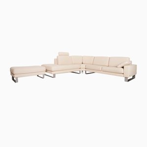 Cream Fabric Ego Corner Sofa & Stool from Rolf Benz, Set of 2