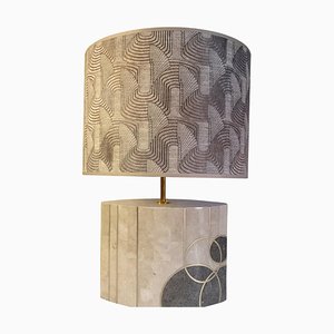 Art Deco Marble Table Lamp With Brass Inlay