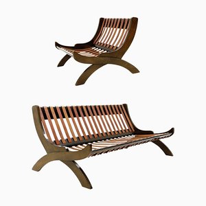 Mid-Century Modern Italian Model CP1 Sofa and Lounge Chair by Marco Comolli, Set of 2