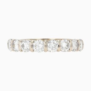 French Modern Wedding Ring in 18K White Gold with Brilliant-Cut Diamonds