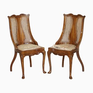 Art Deco Bergere Beistellstühle aus Nussholz & Hartholz, 2er Set