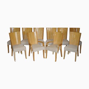 Large Burr Satinwood X10 Dining Chairs from Giorgio Collection, Set of 10