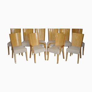 Sillas de comedor X10 grandes de madera satinada de Giorgio Collection. Juego de 10