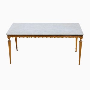 Vintage French Marble & Brass Coffee Table