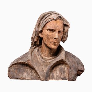 Buste d'Homme Sculpté Polychrome