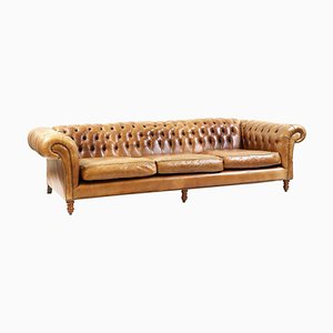Vintage Mid-Century English Chesterfield Sofa in Leather
