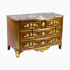Antique French Louis XV Revival Marquetry Commode Chest
