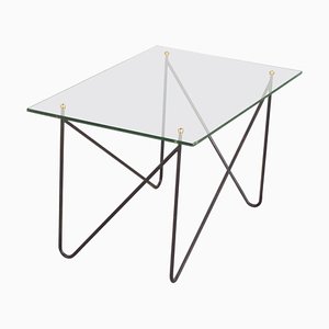 Mesa Mid-Century de metal y vidrio de Airborne, France, años 50