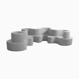 Clover Leaf Sectional Sofa in Grey Fabric by Verner Panton, Set of 4