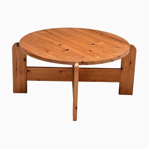 Mesa de centro francesa de madera de pino, años 70