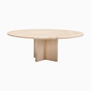 Round Travertine Coffee Table, Italy, 1970s