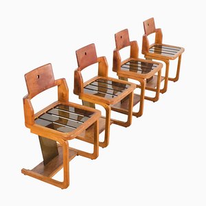 Französische Stühle aus Teakholz & Acrylglas, 1960er, 4er Set