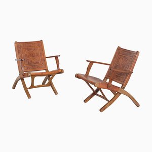 Leather Chairs by Angel Pazmino for Muebles de Estilo, Set of 2