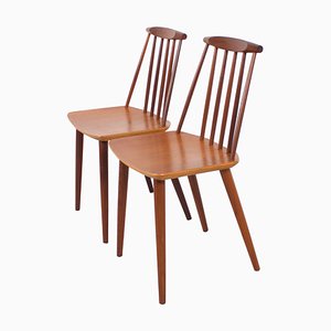 Chaises J77 en Teck par Folke Pålsson pour FDB Møbelfabrik, Set de 2