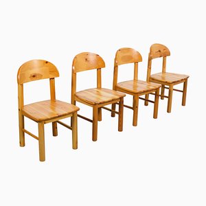 Pine Wood Dining Chairs by Rainer Daumiller, 1970s, Set of 4