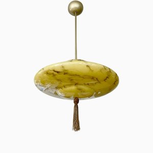 Art Deco Pendant Light in Alabaster Style Glass, 1930s