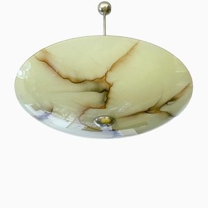 Very Large Art Deco Pendant Light in Alabaster Style Glass, 1930s