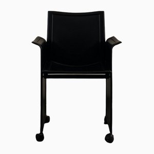 Korium Stuhl aus schwarzem Leder von Tito Agnoli für Matteo Grassi, 1980er