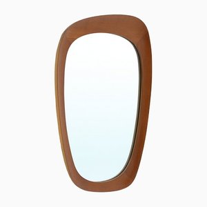 Organically Shaped Mirror with Wooden Frame, 1950s