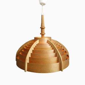 Wood Pendant Lamp by Hans-Agne Jakobsson for Ellysett MCM, 1960s