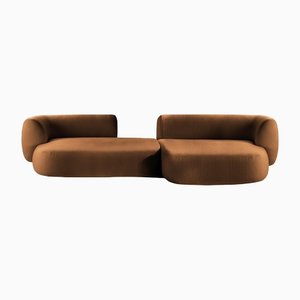 Set of Boucle Gold Hug Modular Fabric Sofa by Ferrianisbolgi