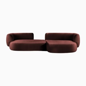 Set of Boucle Terracotta Hug Modular Fabric Sofa by Ferrianisbolgi
