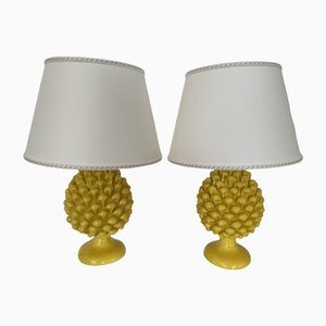 Lampes Pomme de Pin Jaunes de Caltagirone, Set de 2