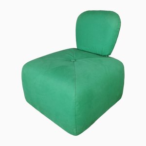 Pouf Armchair in Green Fabric, 1980s