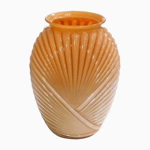 Art Deco Saumon Drapé Vase by Anchor Hocking, 1980s