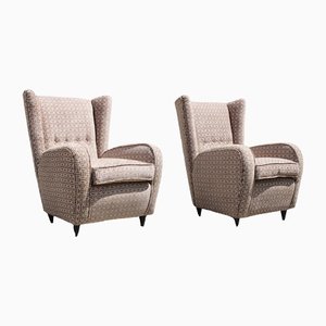 Set of Italian Armchair in Geometric Velvet by Paolo Buffa, 1950s