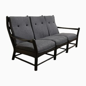Brutalist Three-Seats Sofa in Ebonized Wood
