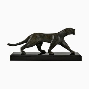 Art Deco Bronze Sculpture of a Panther from Decoux, France, 1930s