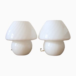 Handgeblasene Mushroom Tischlampen, 1970er, 2er Set