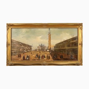 F. Guarana, View of St. Marks Square, Oil on Canvas, Framed