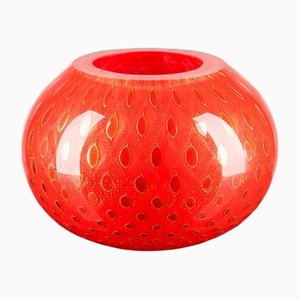 Italian Gold and Red Sphere Murano Glass Mocenigo Vase by Marco Segantin for VGnewtrend